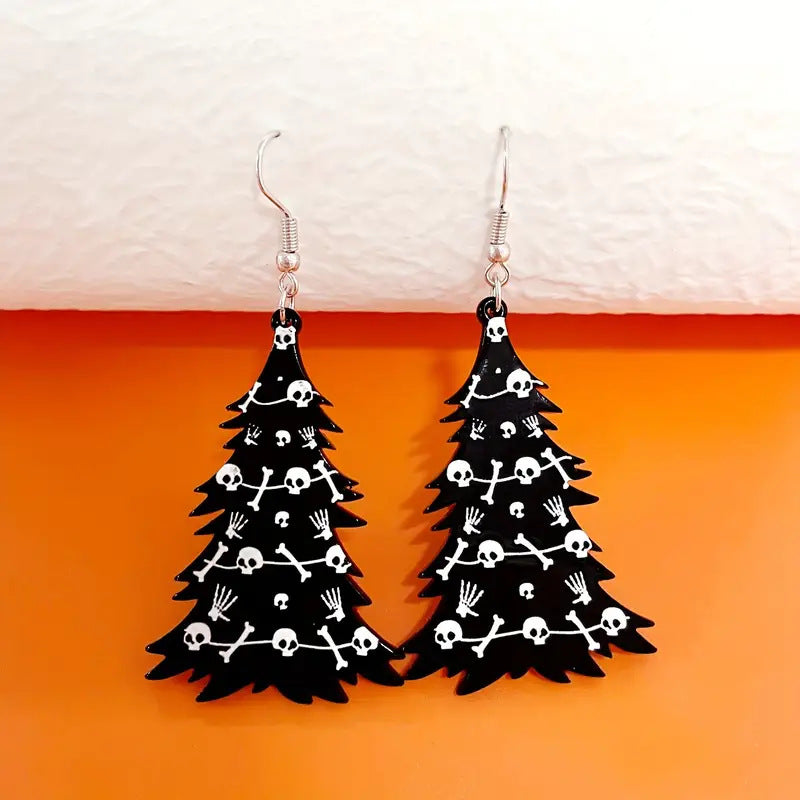 Wholesale Skull Print Party Christmas Tree Earrings Acrylic Earrings